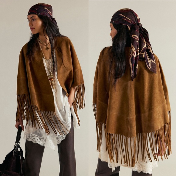 Free People Fire Nights Suede Shawl